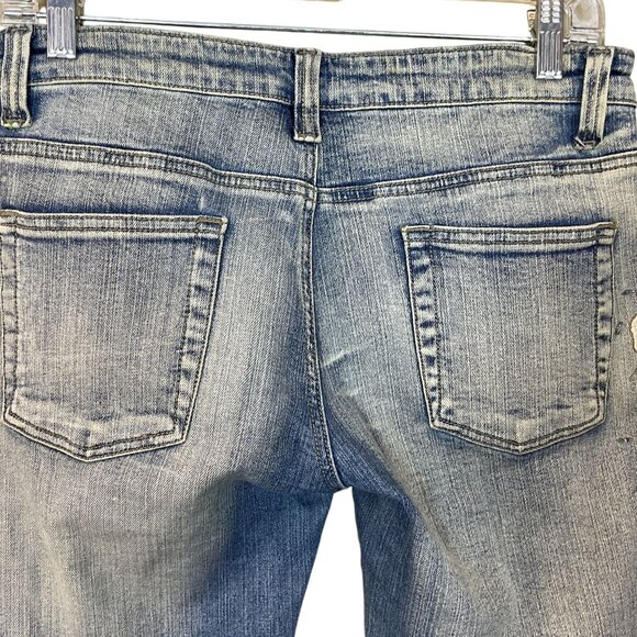 Rosa & Rose Embellished Lace Beading Cuffed Crop Jeans VTG Y2K Med - Picture 5 of 9